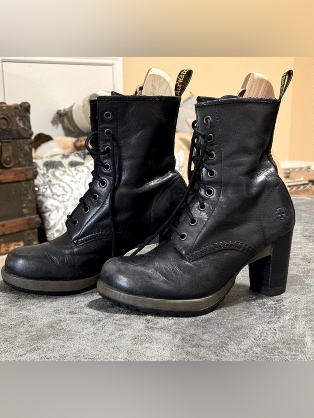 Dr. Martens Black Lace-Up Heeled Combat Boots